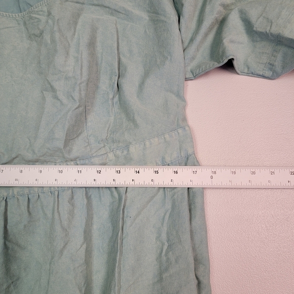 Ava & Viv Boho Dress Teal Tiered Balloon 3/4 Sleeve Cotton Knee Length Size 1X - Picture 5 of 6